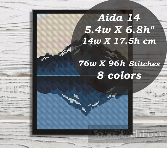 Mountain lake cross stitch pattern