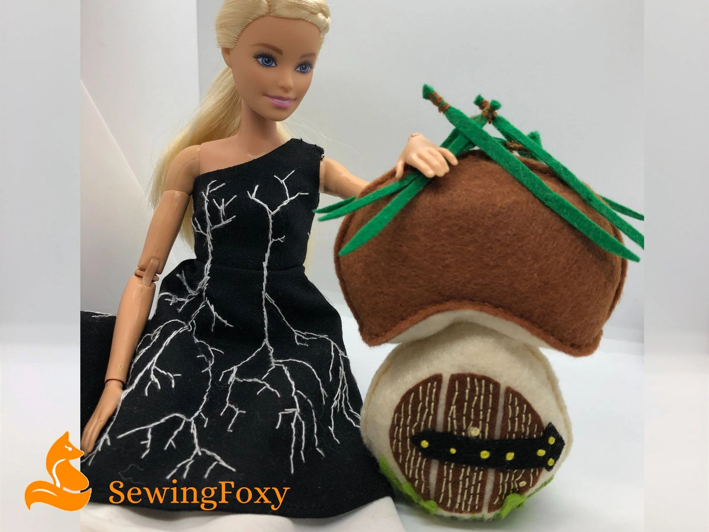 Mushroom fairy house soft toy sewing pattern