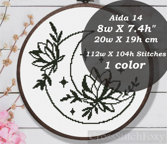 Mystical Moon Flowers cross stitch pattern