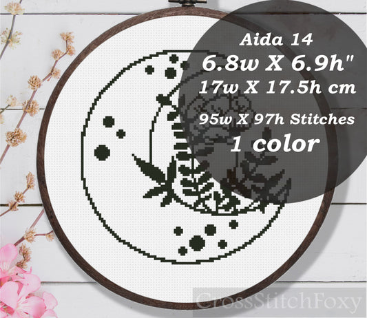 Mystical Moon Flowers cross stitch pattern