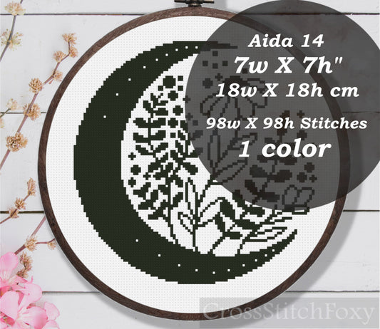 Mystical Moon Flowers cross stitch pattern