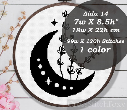 Mystical Moon Flowers cross stitch pattern