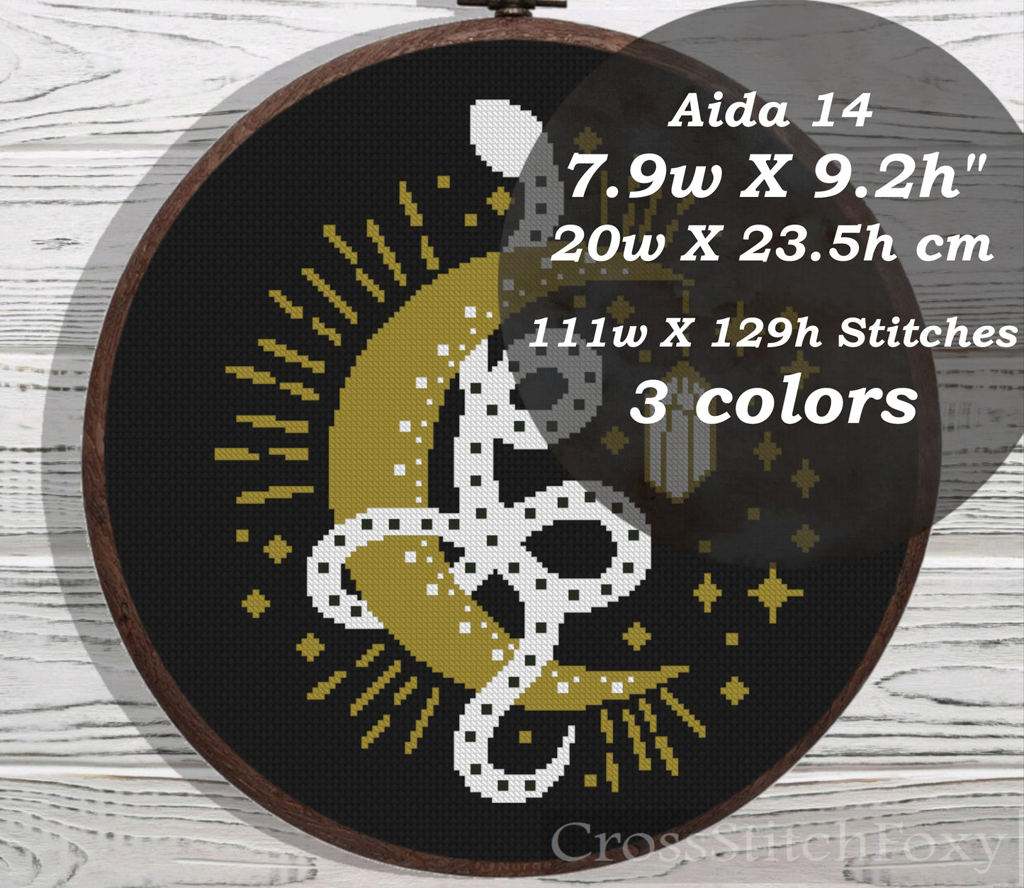 Mystical Snake Cristal Moon cross stitch pattern