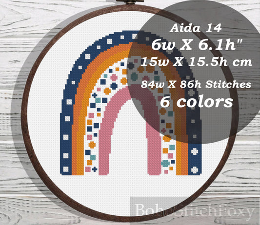 Nursery rainbow cross stitch pattern
