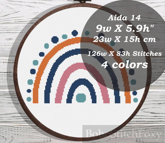 Nursery rainbow cross stitch pattern