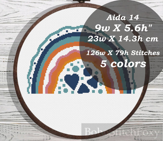 Nursery rainbow cross stitch pattern