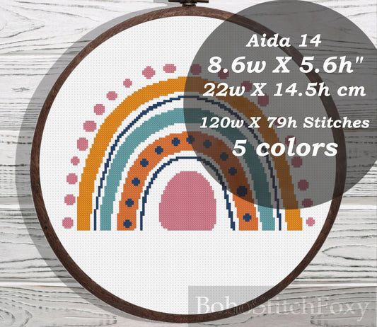 Nursery rainbow cross stitch pattern
