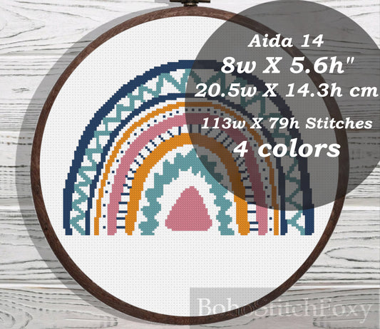 Nursery rainbow cross stitch pattern