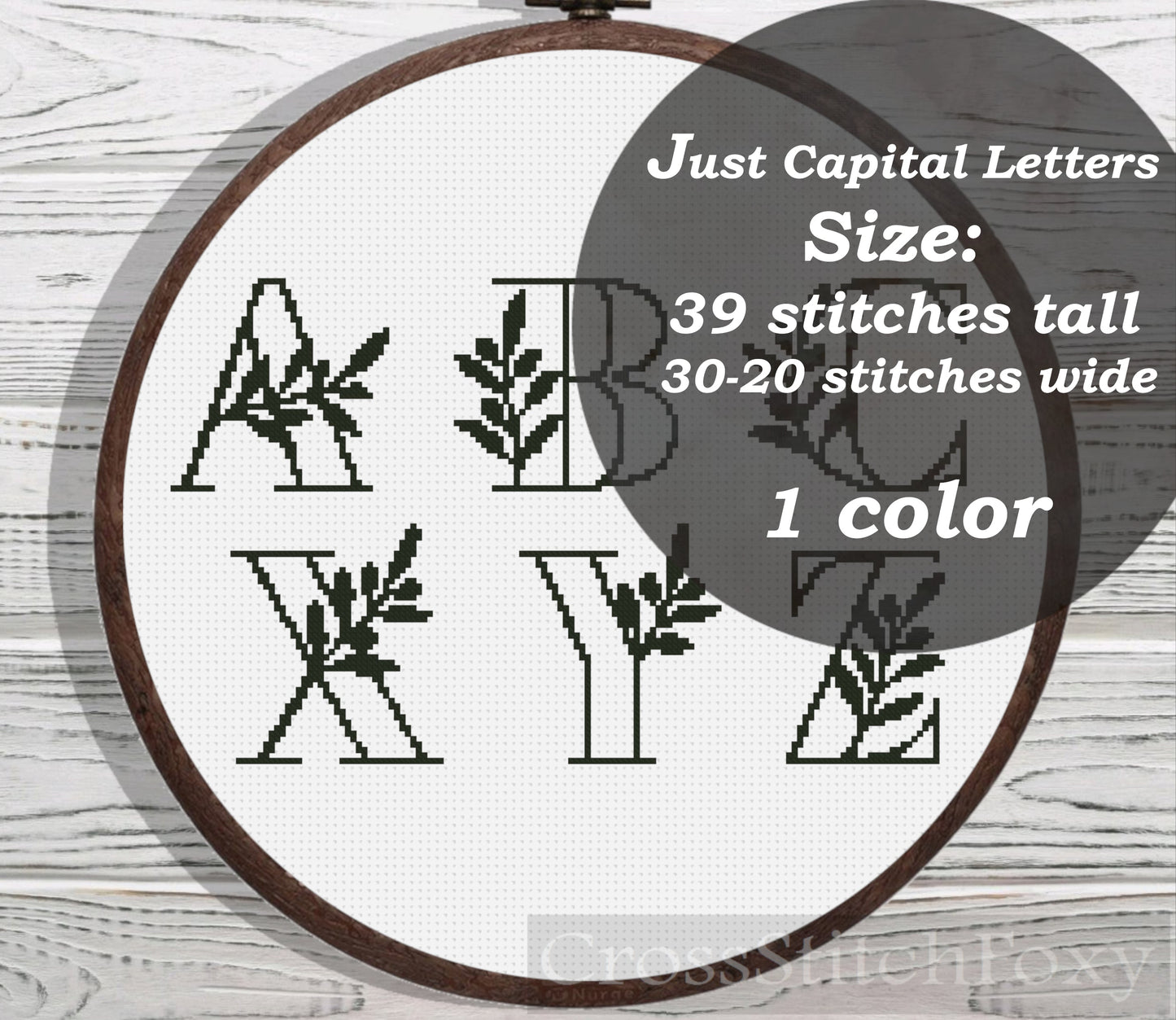 Olive Branch Monogram Alphabet cross stitch pattern