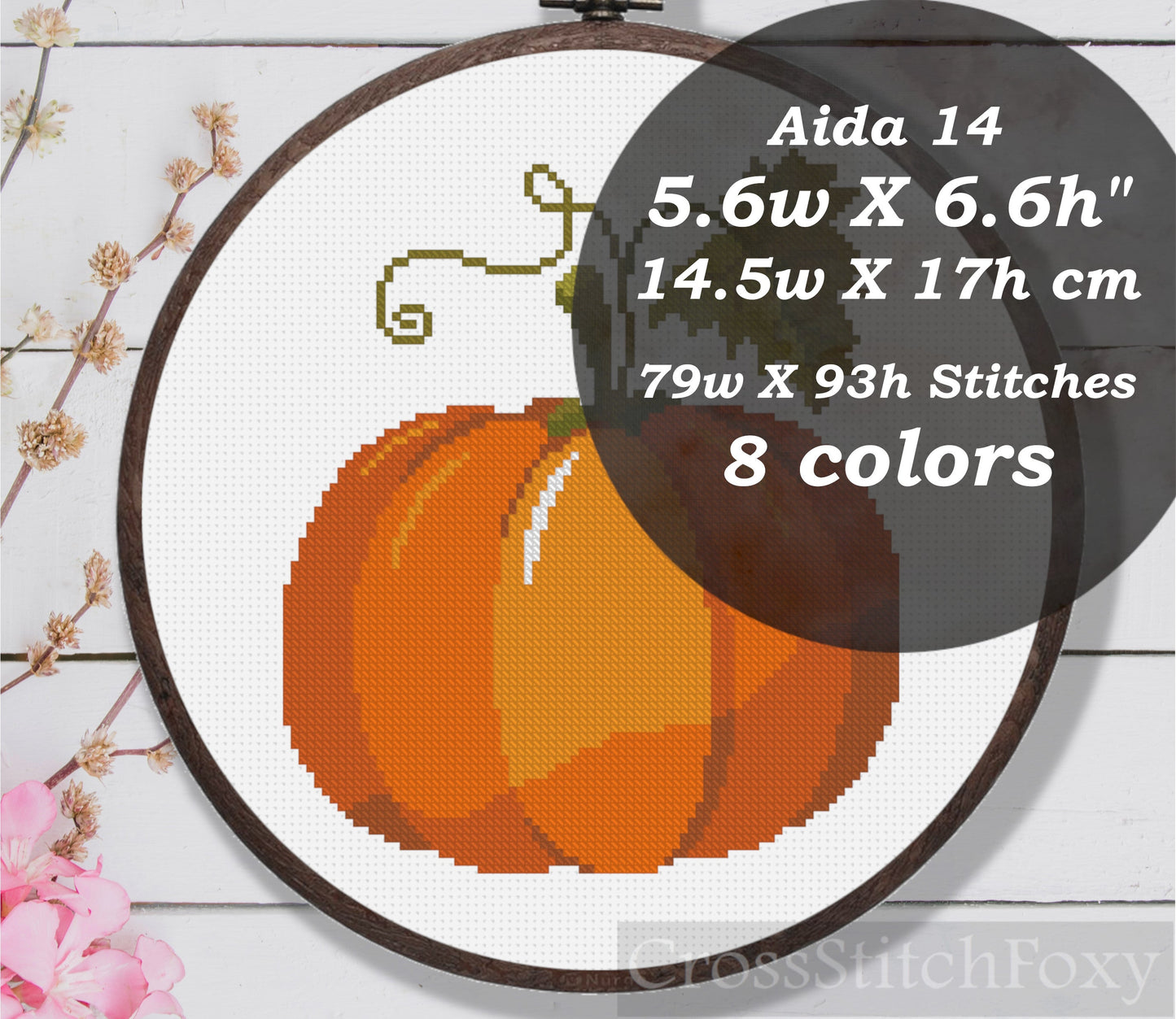 Orange Pumpkin Cross Stitch Pattern