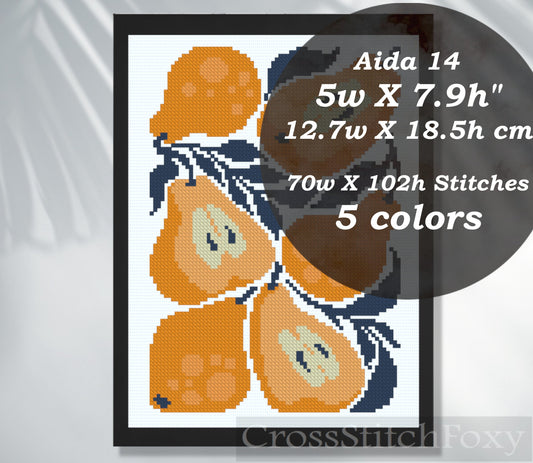 Pear Fruit Cross Stitch Pattern