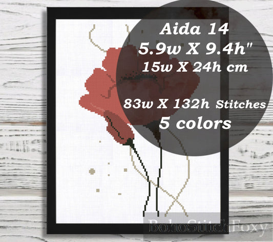 Poppy Flower cross stitch pattern