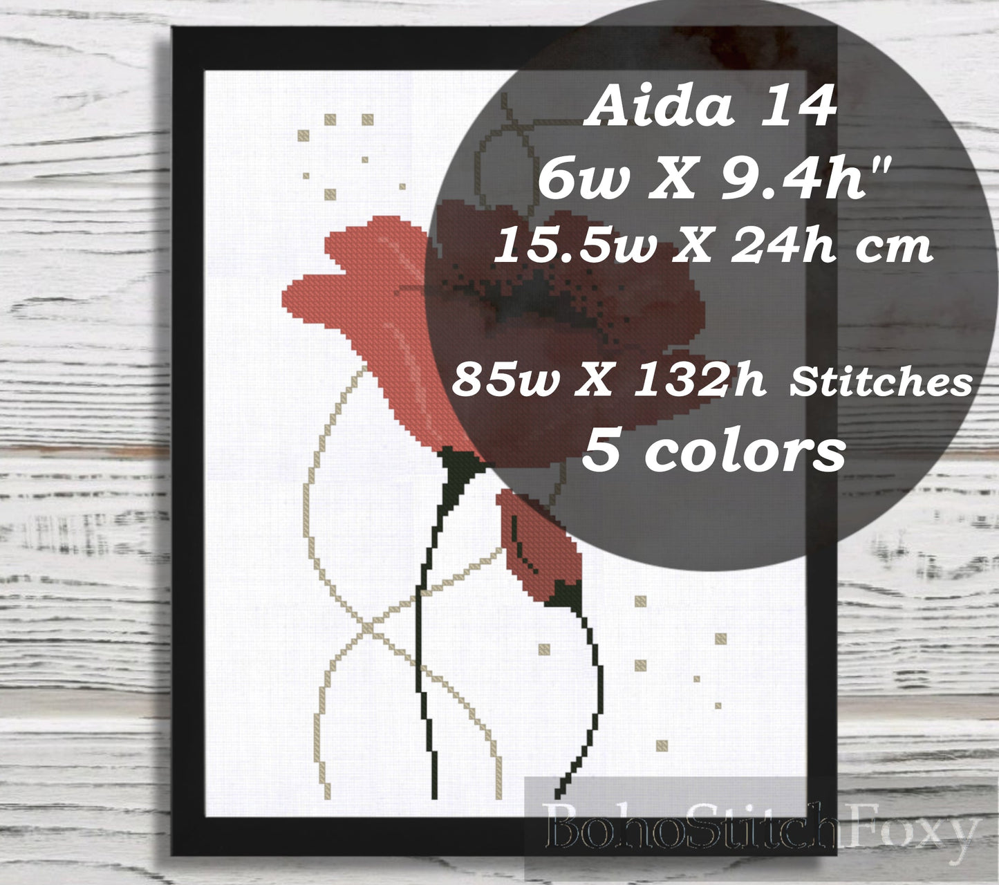 Poppy Flower cross stitch pattern