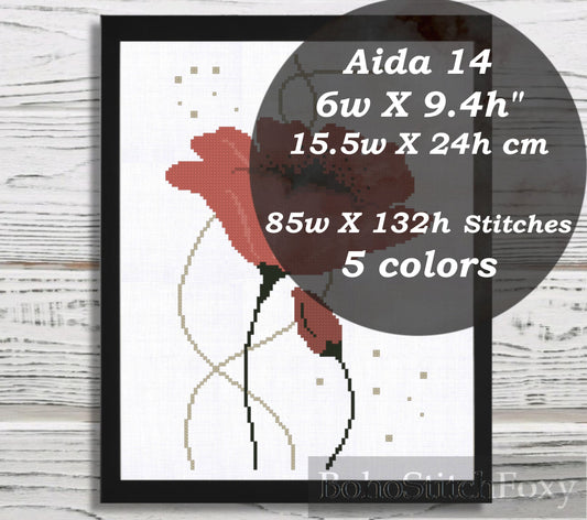 Poppy Flower cross stitch pattern