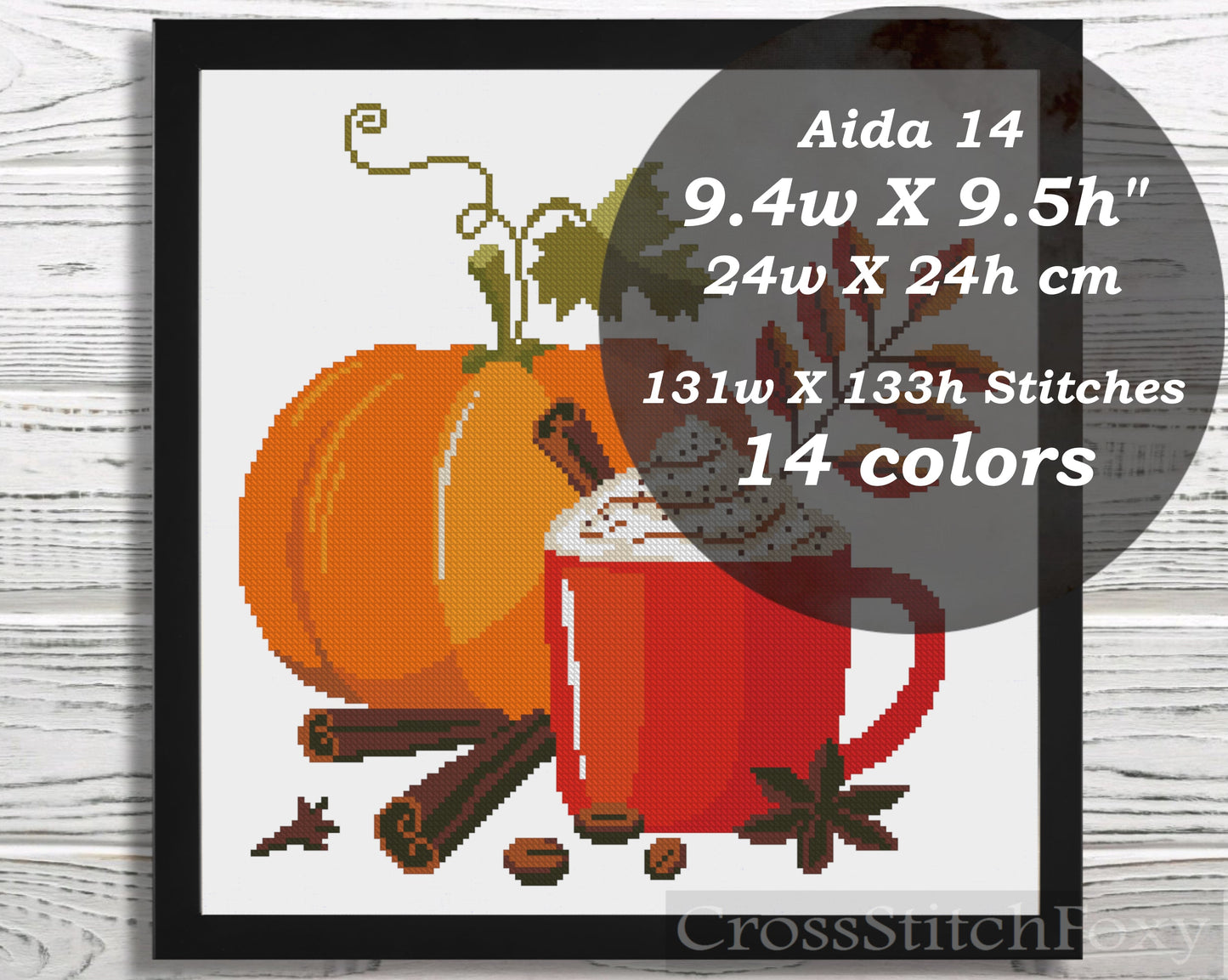 Pumpkin latte cross stitch pattern