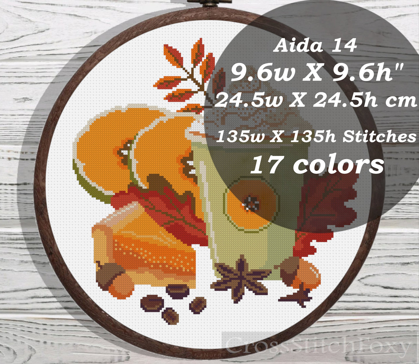 Pumpkin pie cross stitch pattern