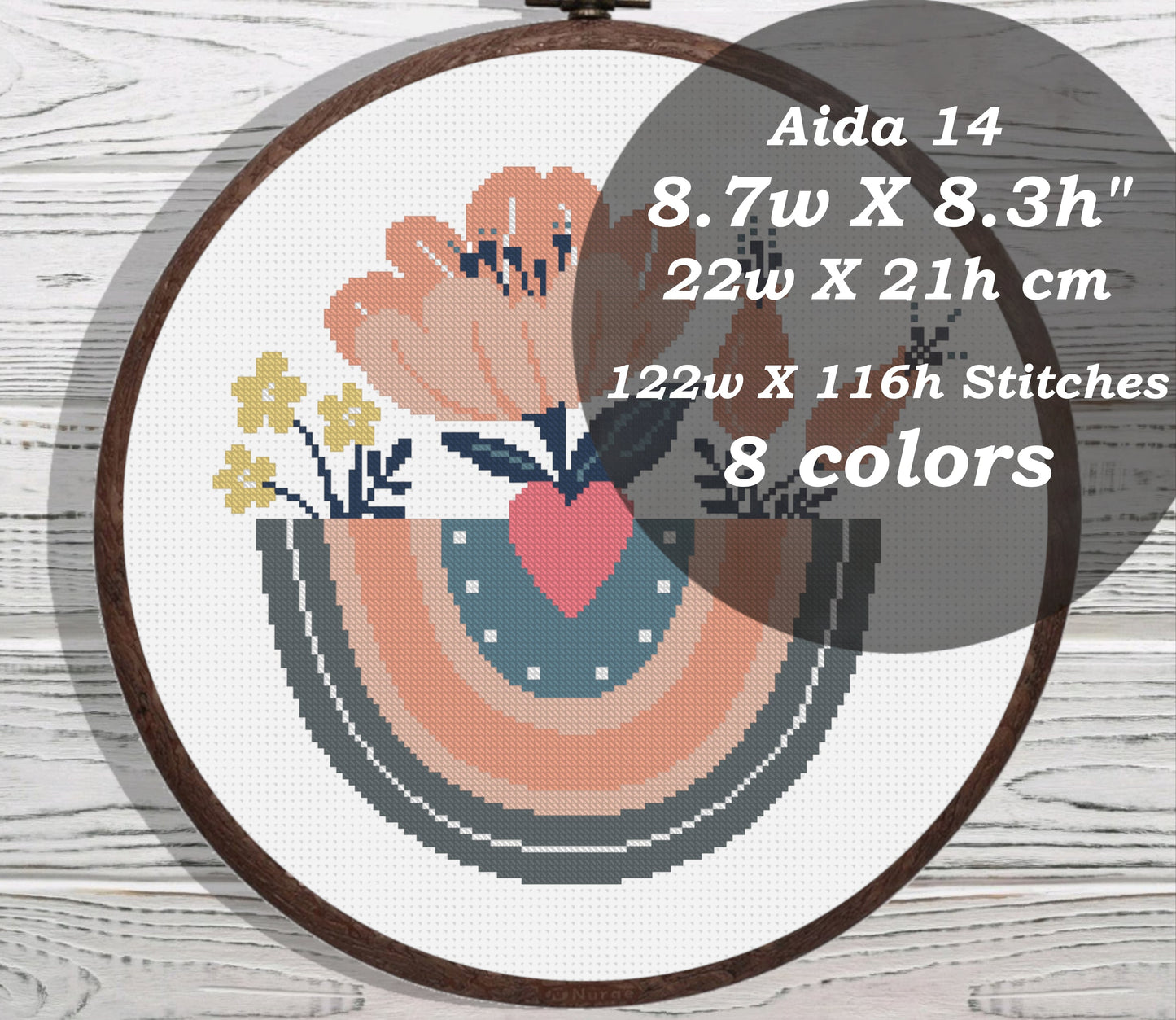 Rainbow With Flowers cross stitch pattern