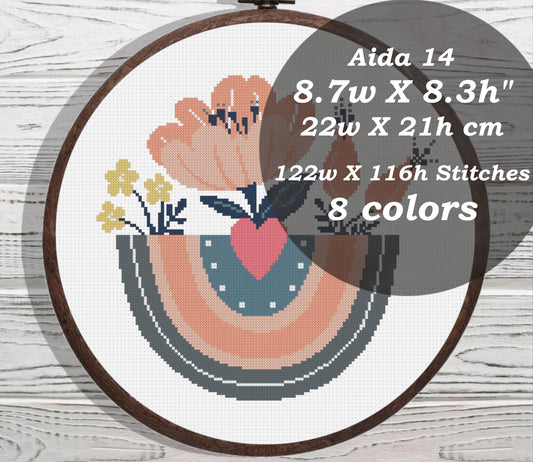 Rainbow With Flowers cross stitch pattern