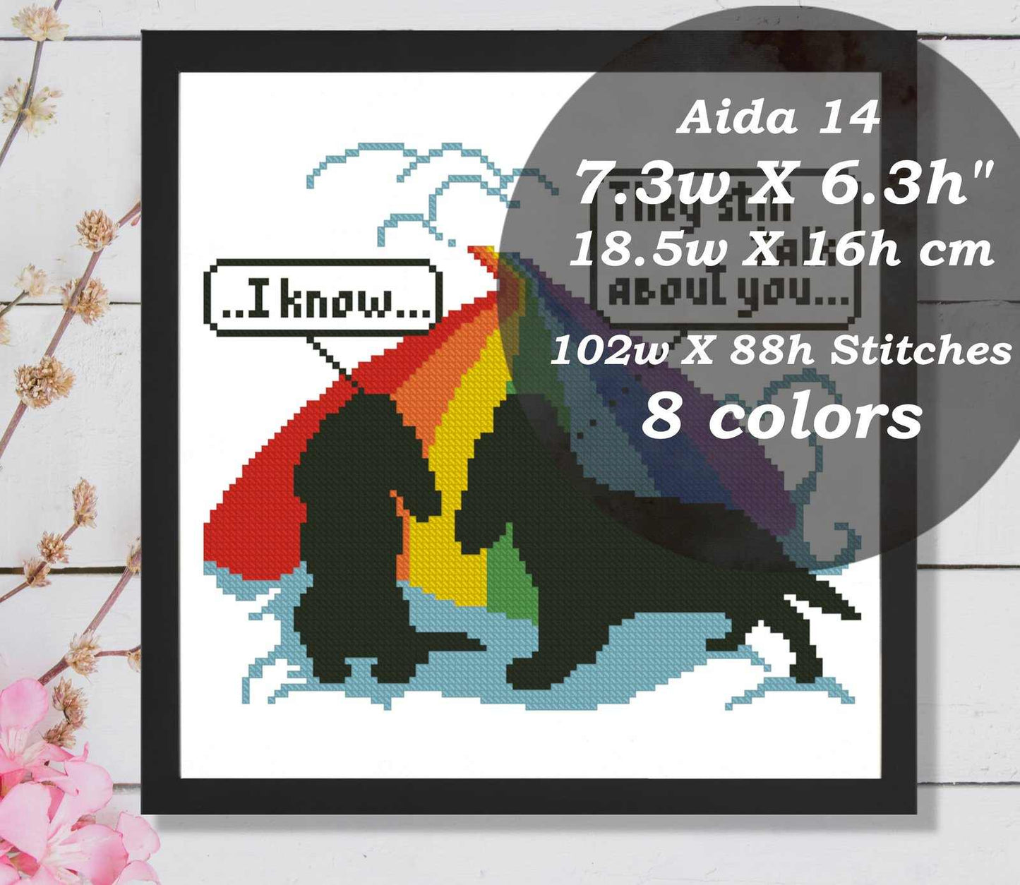 Rainbow bridge cocker dog cross stitch pattern