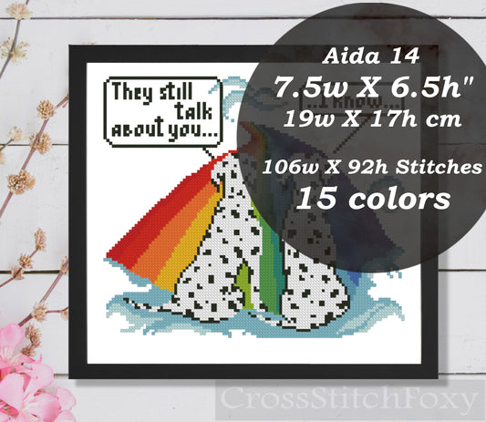 Rainbow bridge dalmatian dog cross stitch pattern