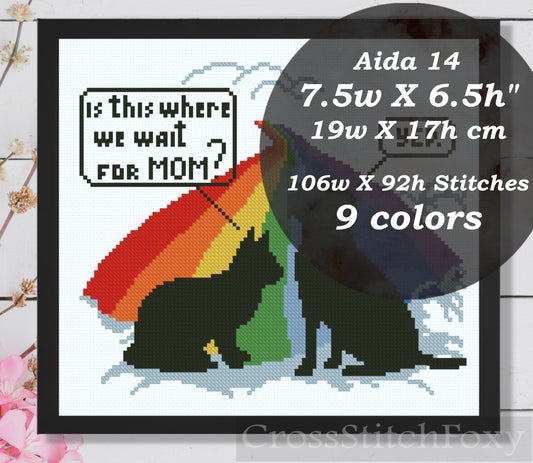 Rainbow bridge labrador dog cat cross stitch pattern