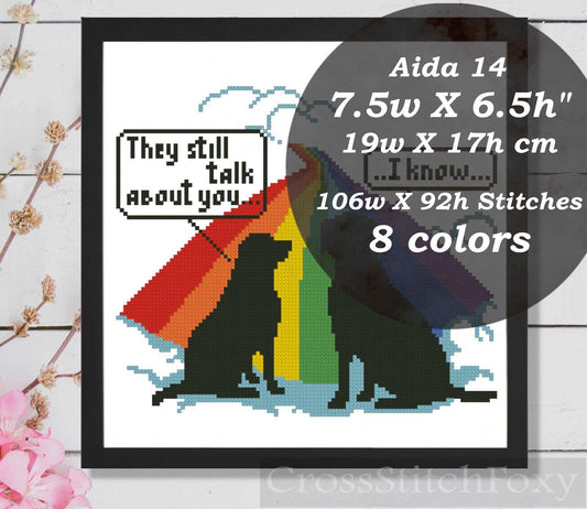 Rainbow bridge labrador dog cross stitch pattern