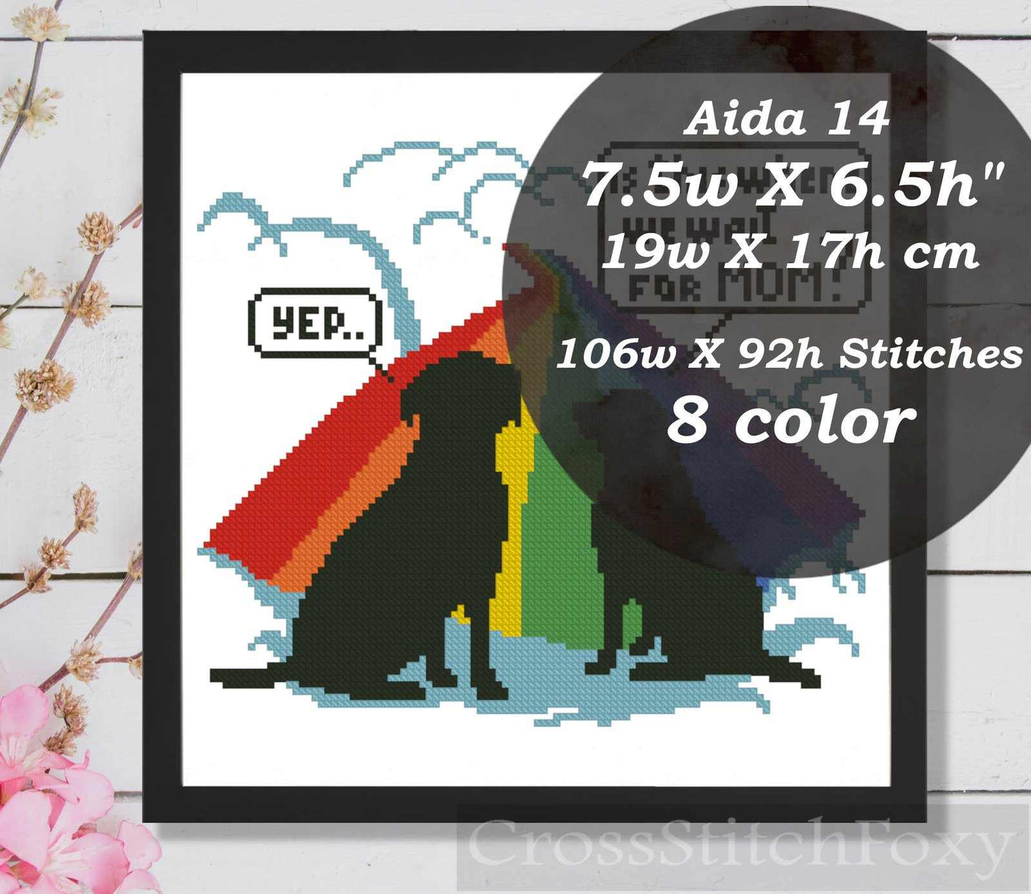 Rainbow bridge labrador dog cross stitch pattern