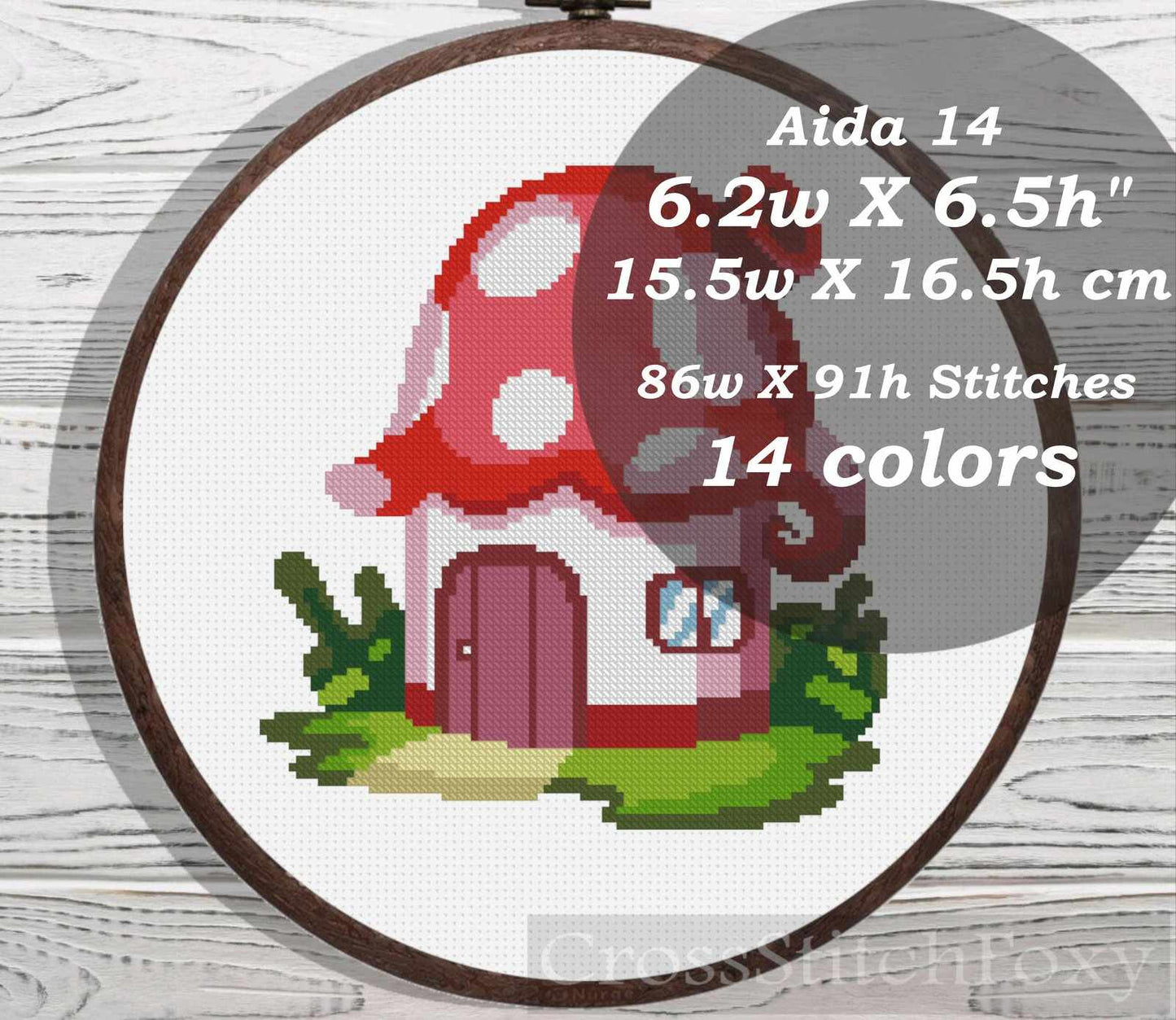 Red Fairy House cross stitch pattern