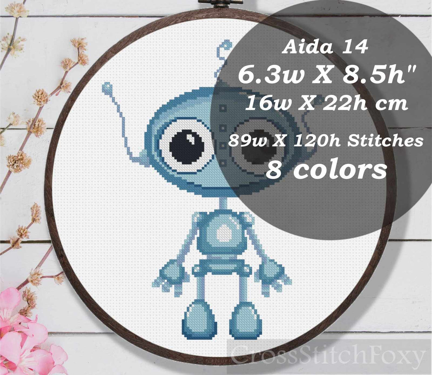 Robot cross stitch pattern