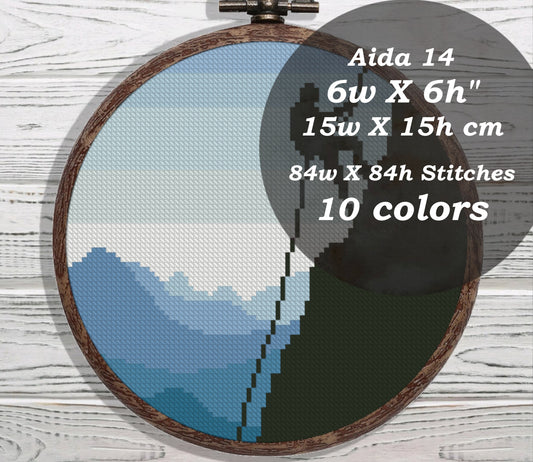 Rock climbing cross stitch pattern