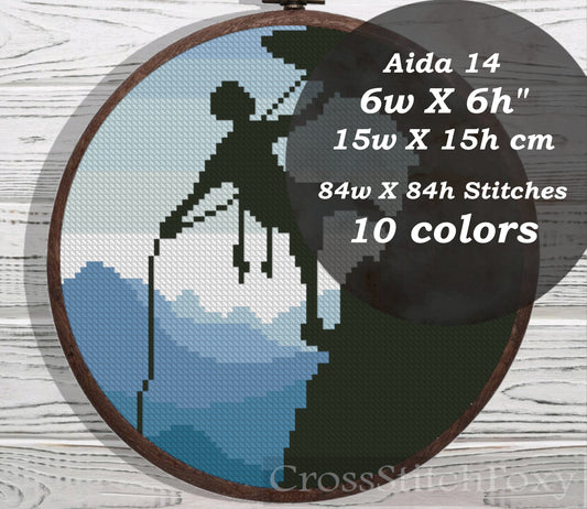Rock climbing cross stitch pattern