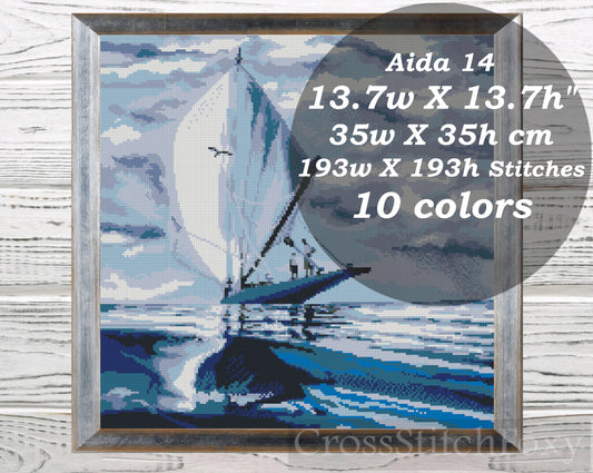 Sailboat cross stitch pattern