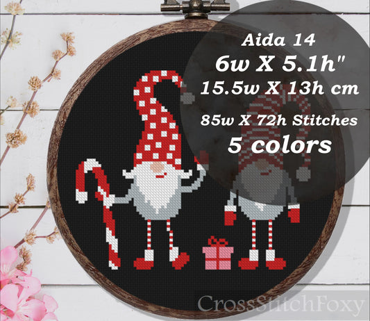 Scandinavian gnomes cross stitch pattern