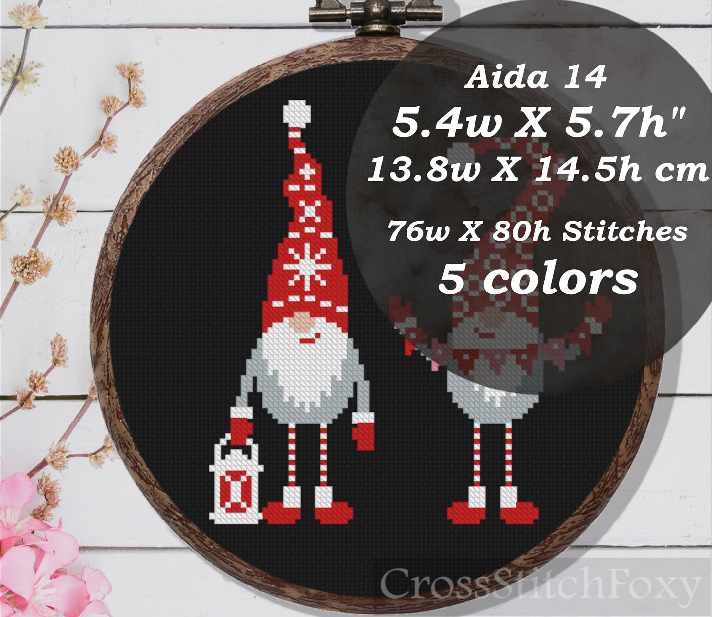 Scandinavian gnomes cross stitch pattern