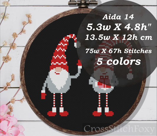 Scandinavian gnomes cross stitch pattern