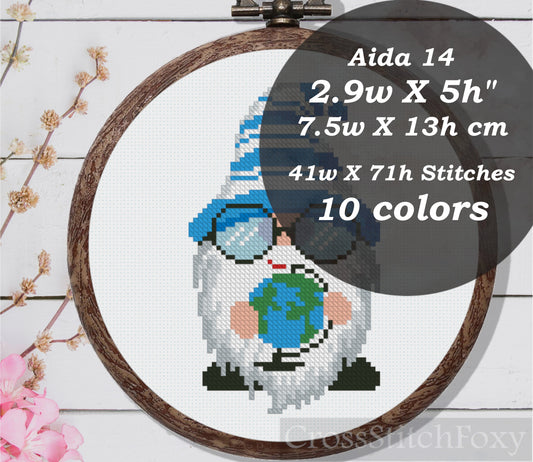 School gnome cross stitch pattern