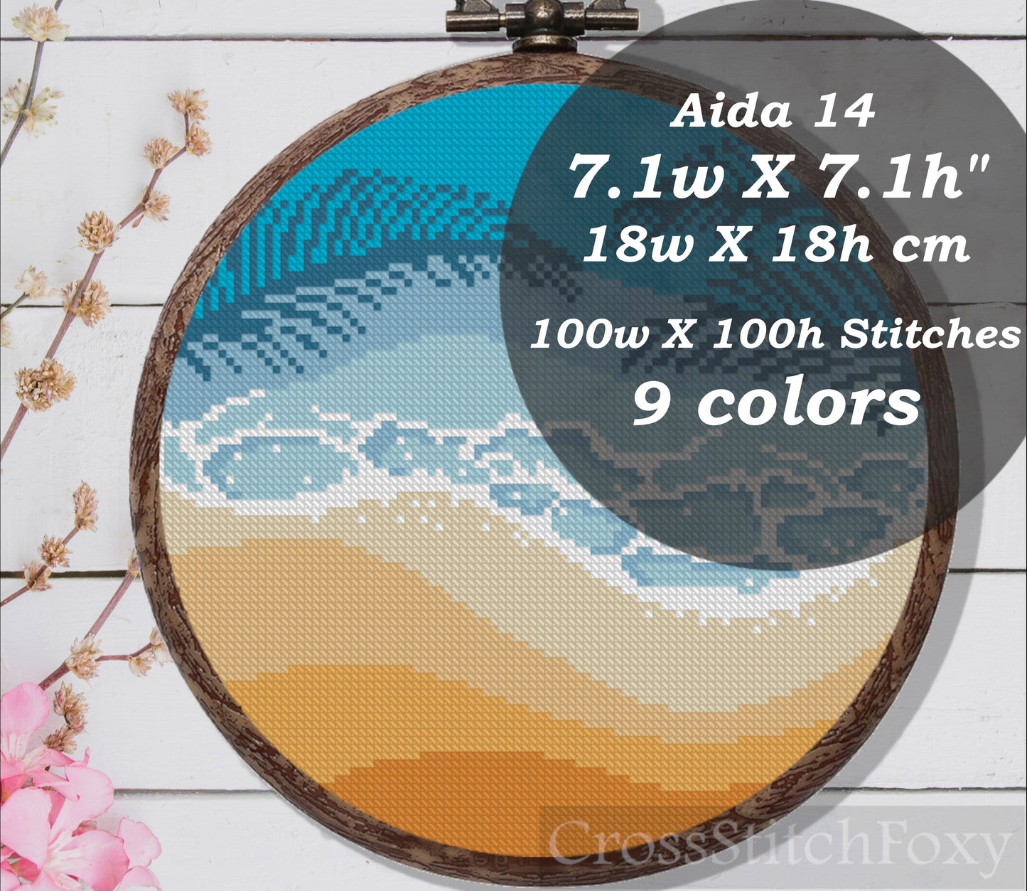 Sea beach palm leaf cross stitch pattern