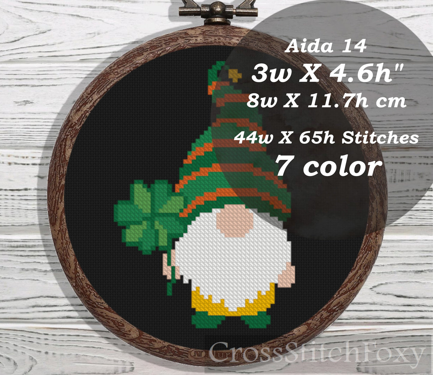 St Patrick Gnome cross stitch pattern