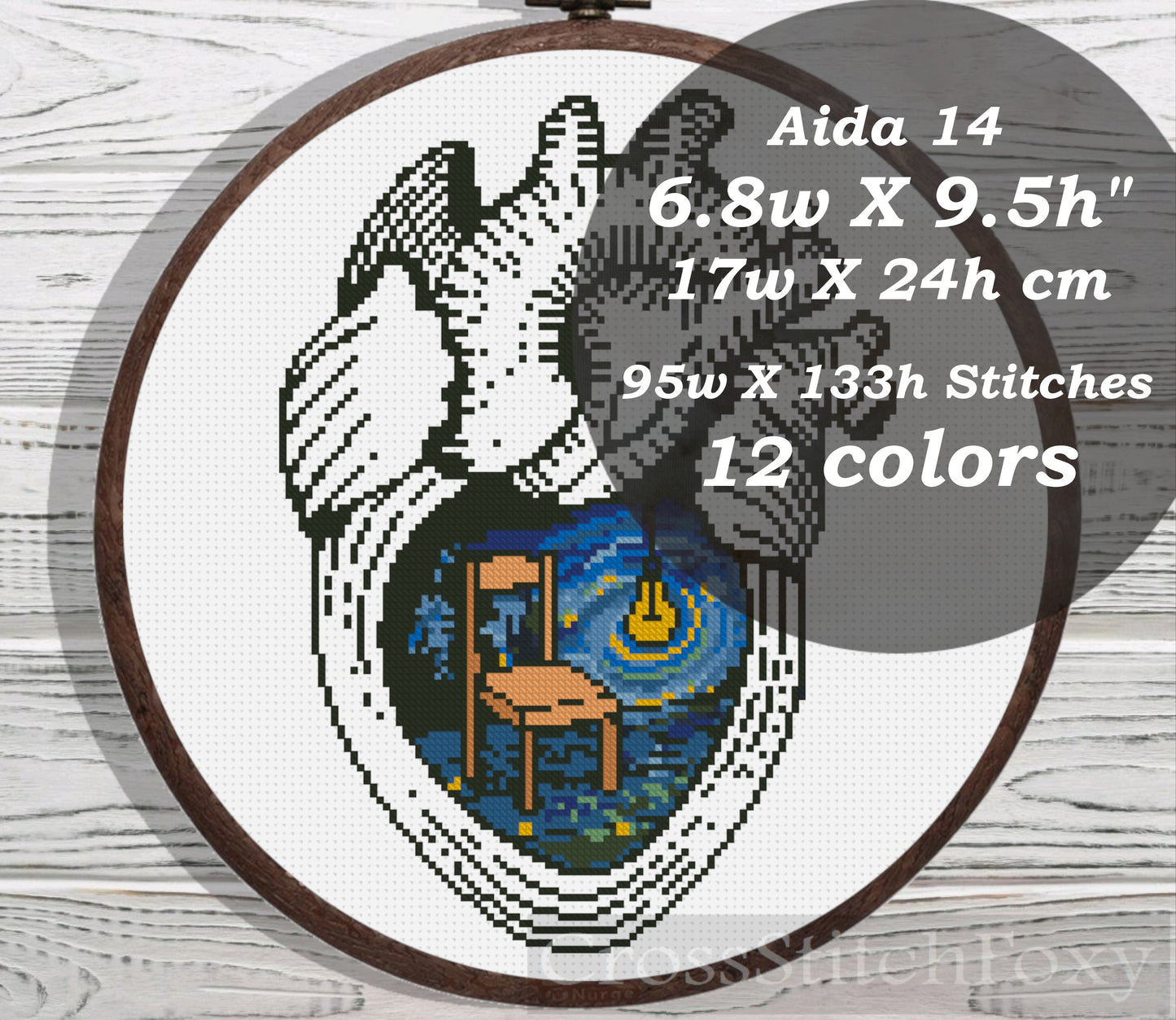 Starry Night Anatomy Heart cross stitch pattern FREE