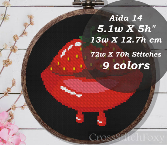 Strawberry Lips Cross Stitch Pattern
