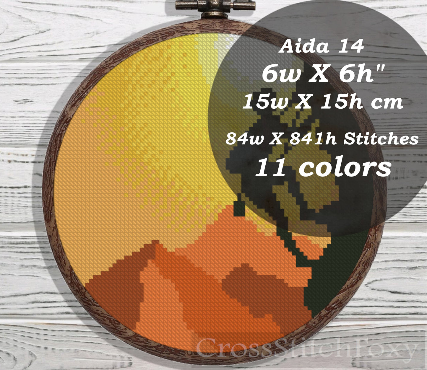Sunset rock climber cross stitch pattern