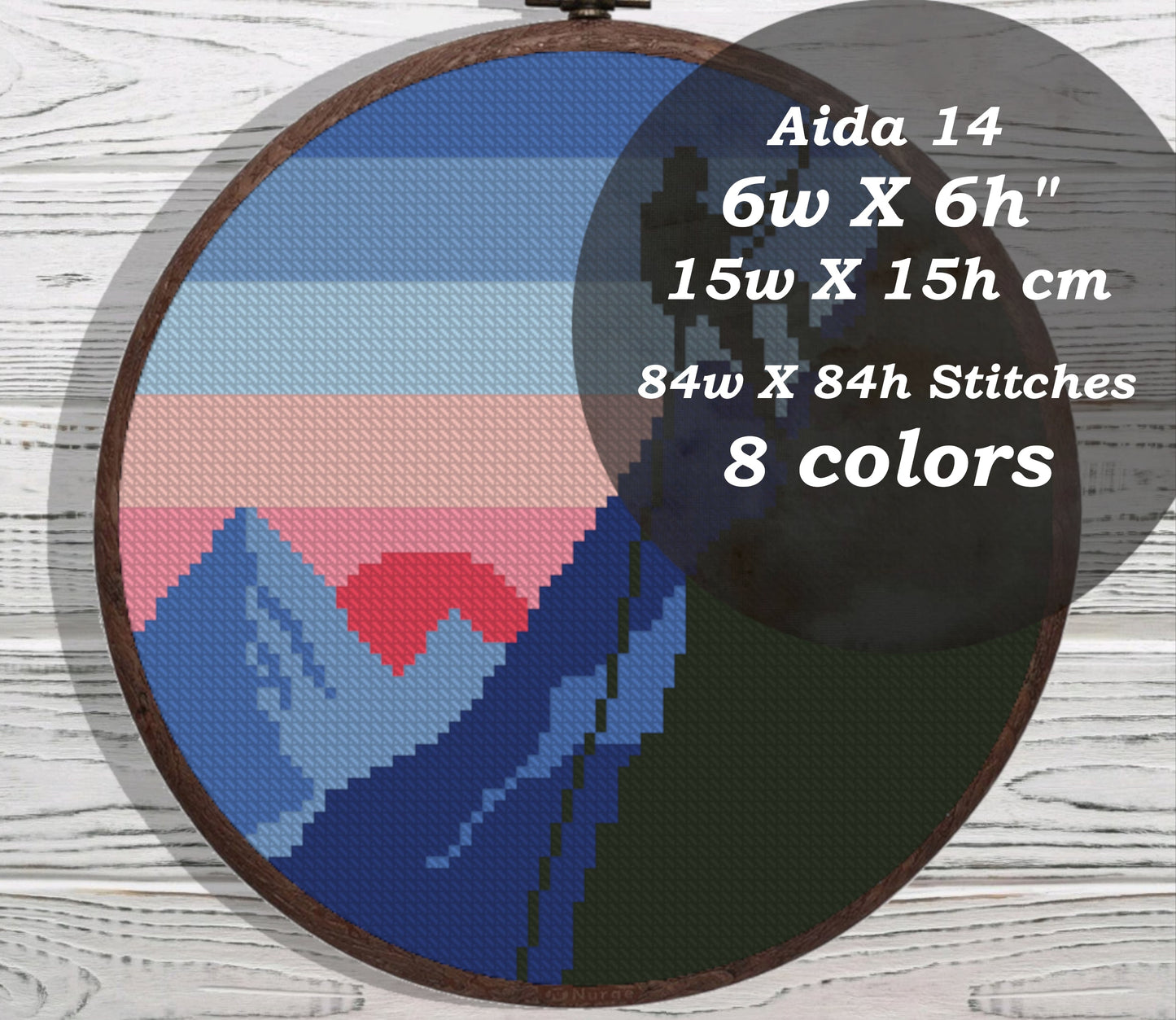 Sunset rock climbing cross stitch pattern