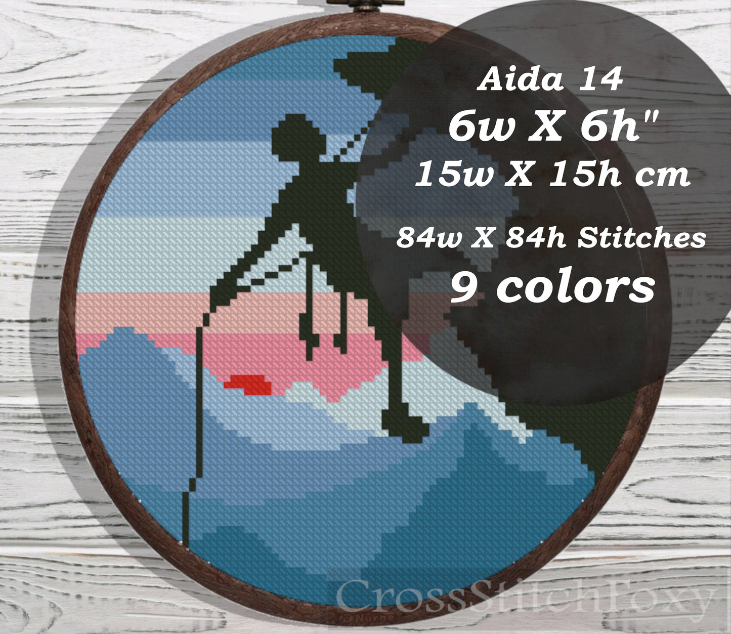 Sunset rock climbing cross stitch pattern