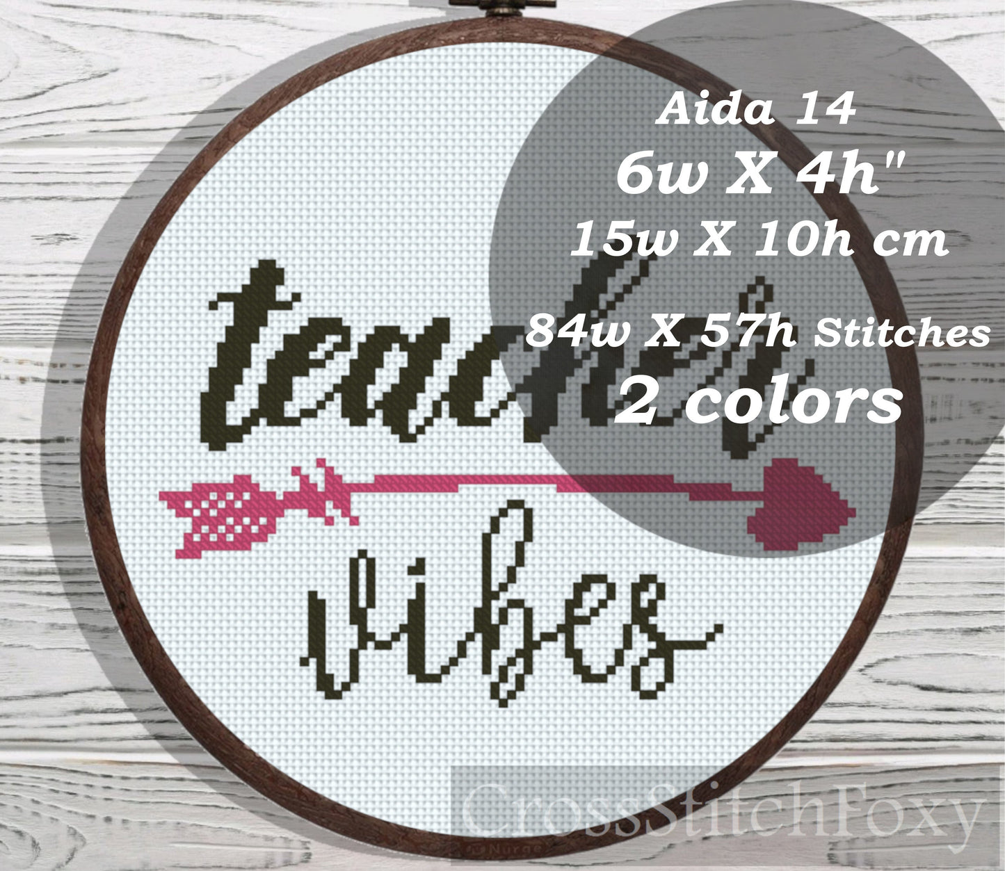Teacher Vibes cross stitch pattern