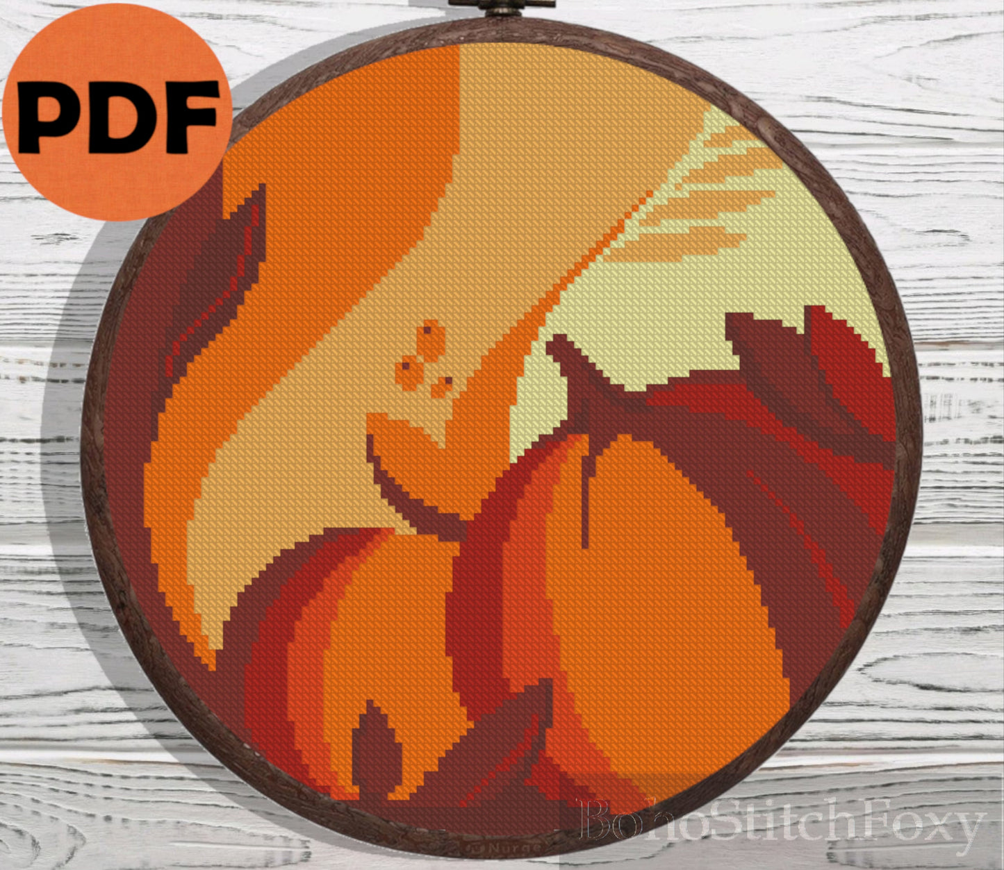 Thanksgiving pumpkin boho cross stitch pattern