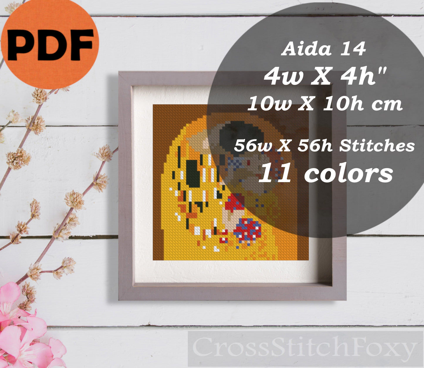The Kiss Tiny Cross Stitch Pattern