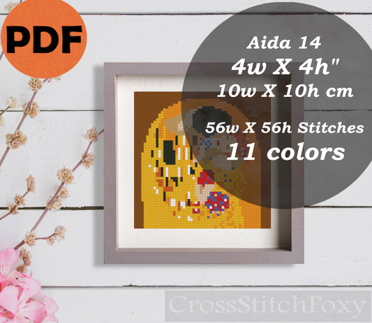 The Kiss Tiny Cross Stitch Pattern
