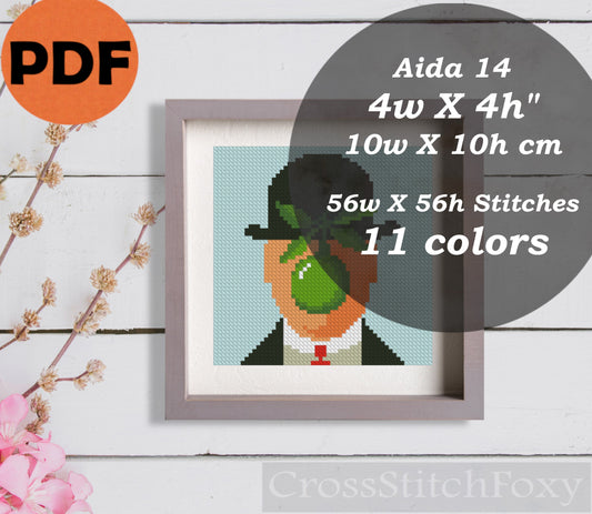 The Son Of Man Apple Magritte Cross Stitch Pattern
