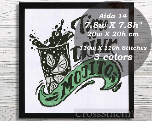 Time To Drink Mojito cross stitch pattern