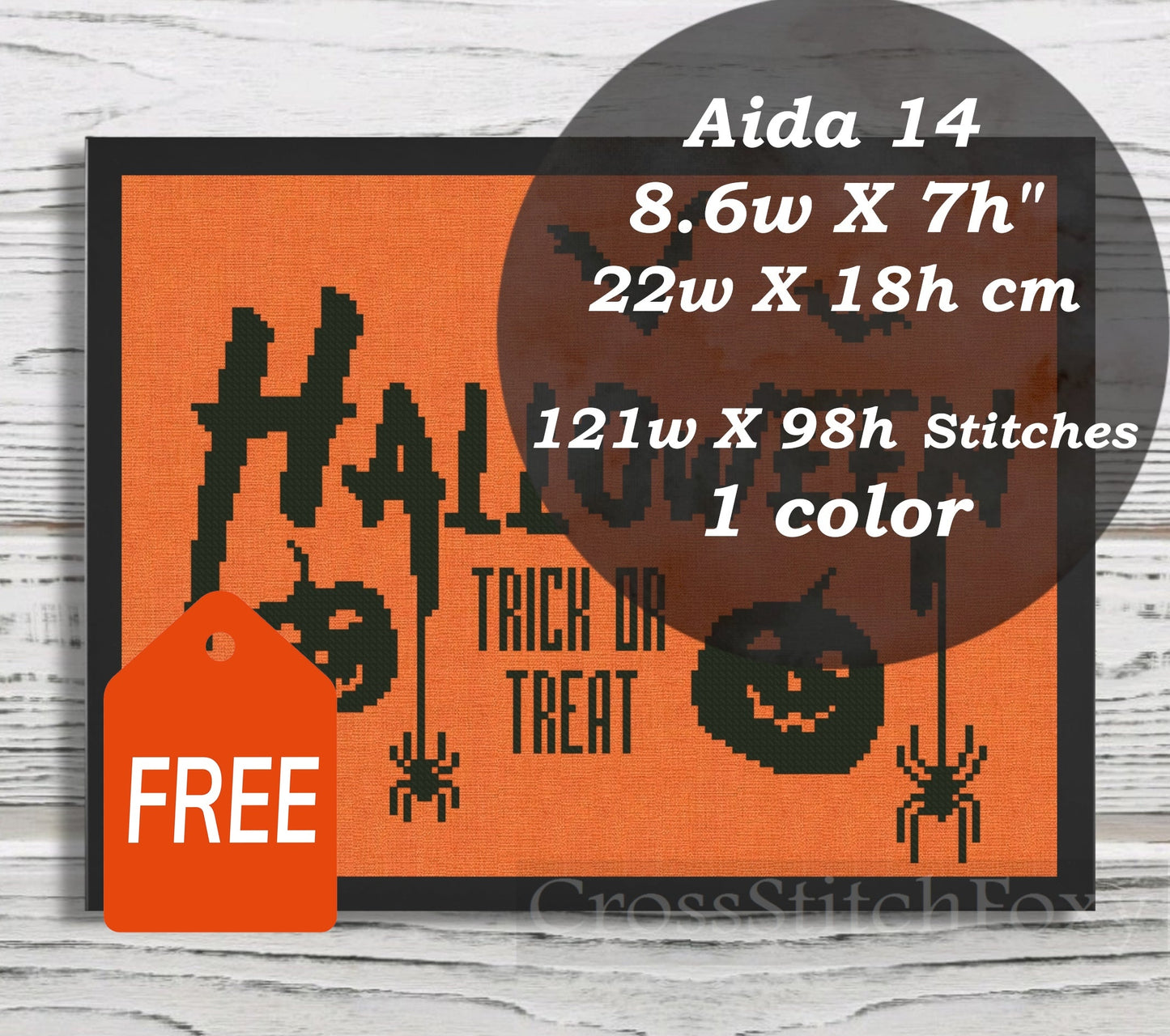 Trick Or Treat Halloween Spider cross stitch pattern